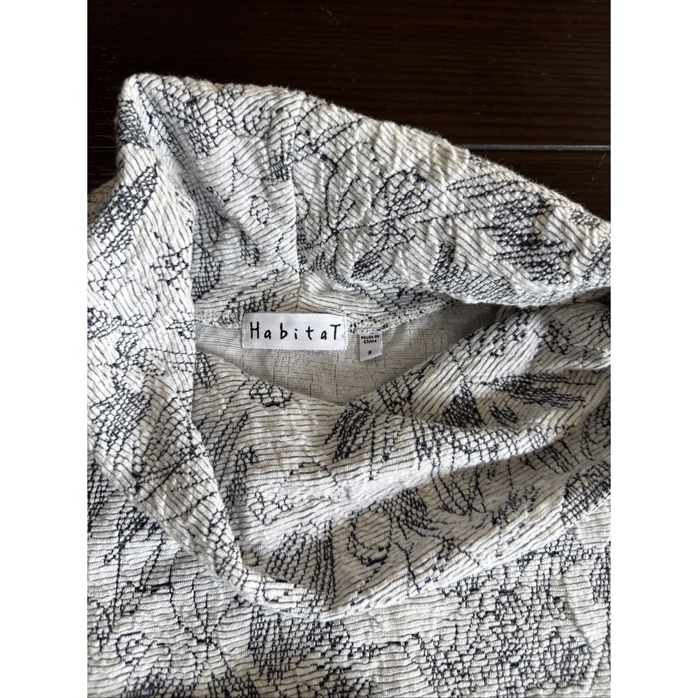 HABITAT CLOTHES TO LIVE IN FABULOUS CRINKLE COWEL NECK TUNIC Blue/White Sz S